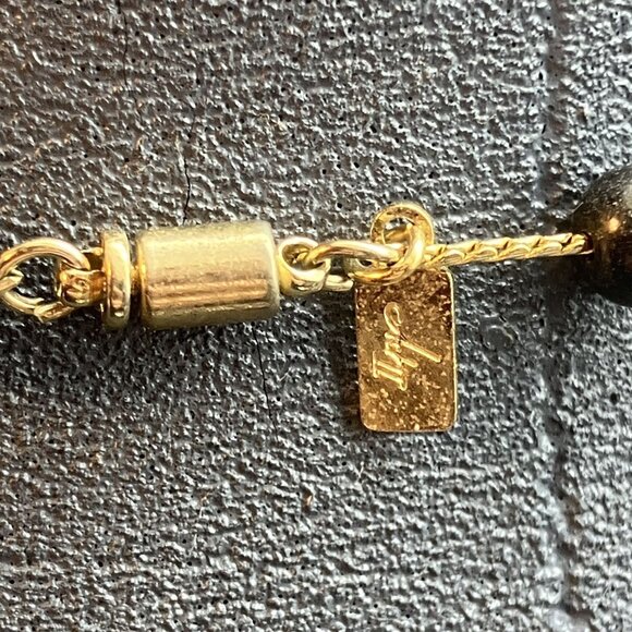 JFT Graduated Knot Necklace  24 In Vintage Gray Beaded Gold Push Clasp Classic - Picture 5 of 8